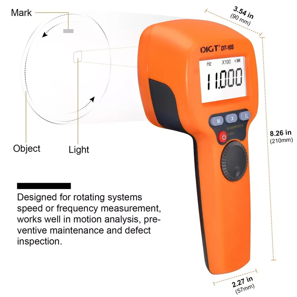 Handheld Digital Stroboscope LED Flash Strobe Tachometer Speed Tester DT-10S
