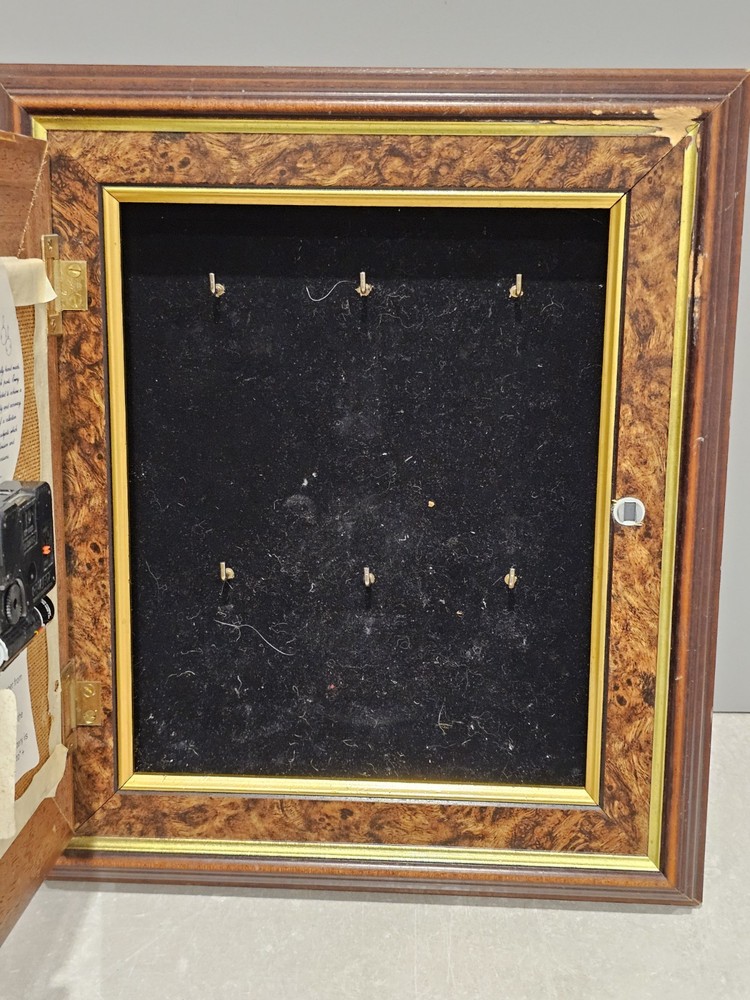 Ken Broadbent handmade wall clock with keys storage cabinet