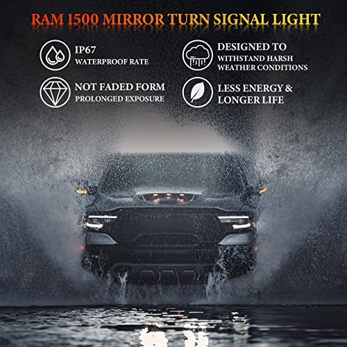 LED Sequential Dynamic Smoke Lens 2019~ Dodge Ram 1500 Mirror Turn Signal