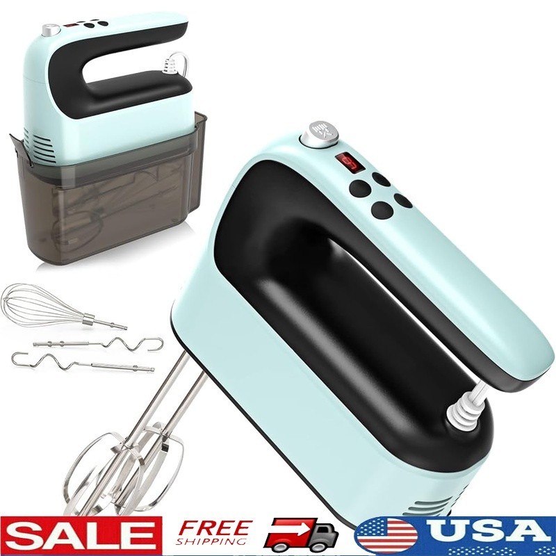 9 Speed Hand Mixer 400W Lightweight Touch Control Quiet Digital Display Blue
