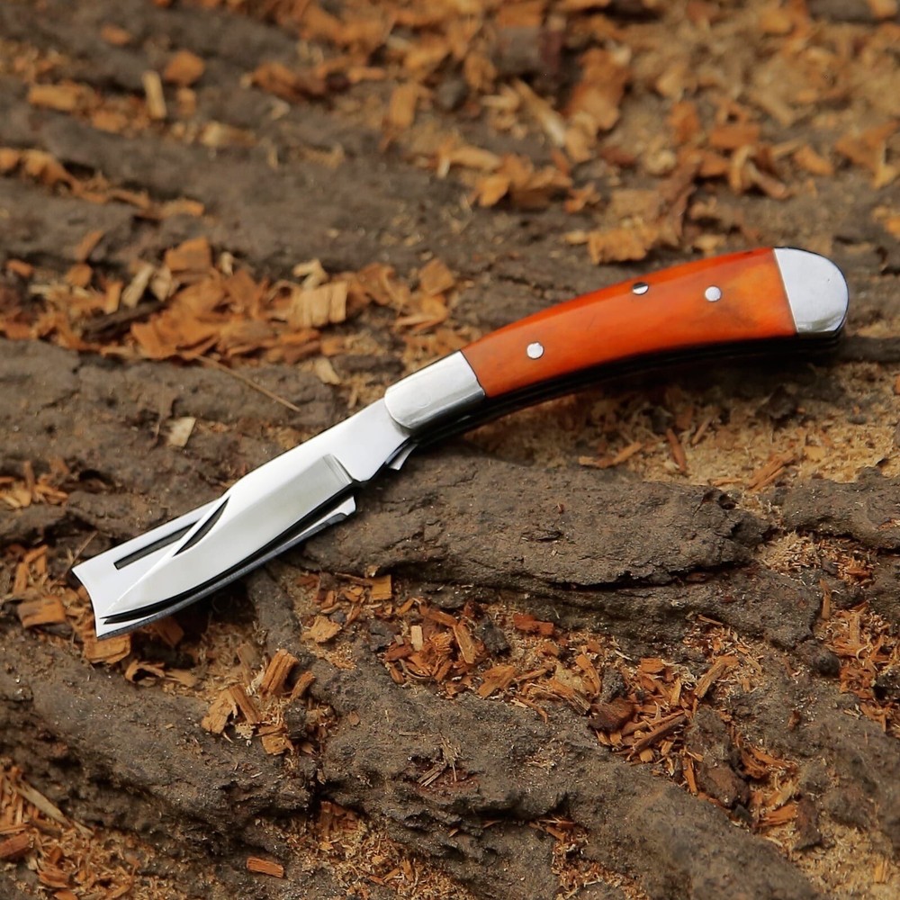 Two Blade Folding / Pocket Knife with ( Camel Bone Handle )