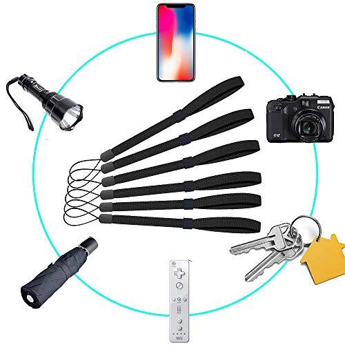 Wrist Lanyard Strap String 6 Pack Black Flashlight Lanyard for USB Keys