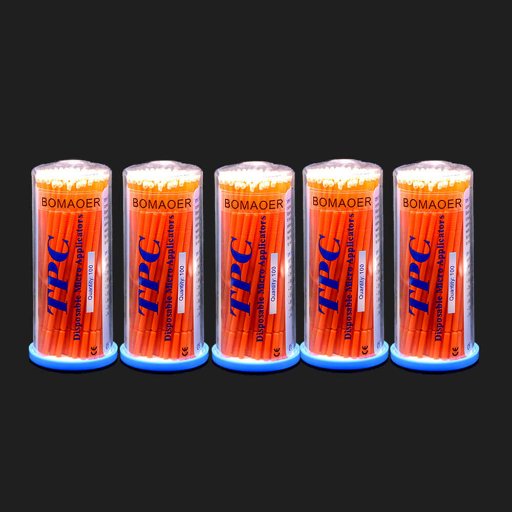 100pcs Disposable Micro Applicator Brushes - Bendable Orange Regular Tips
