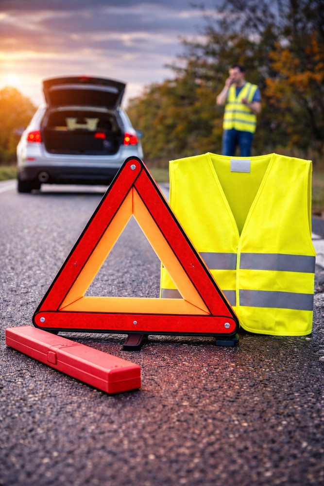 Emergency Triangle Car Approved + Reflective Vest Safety Kit