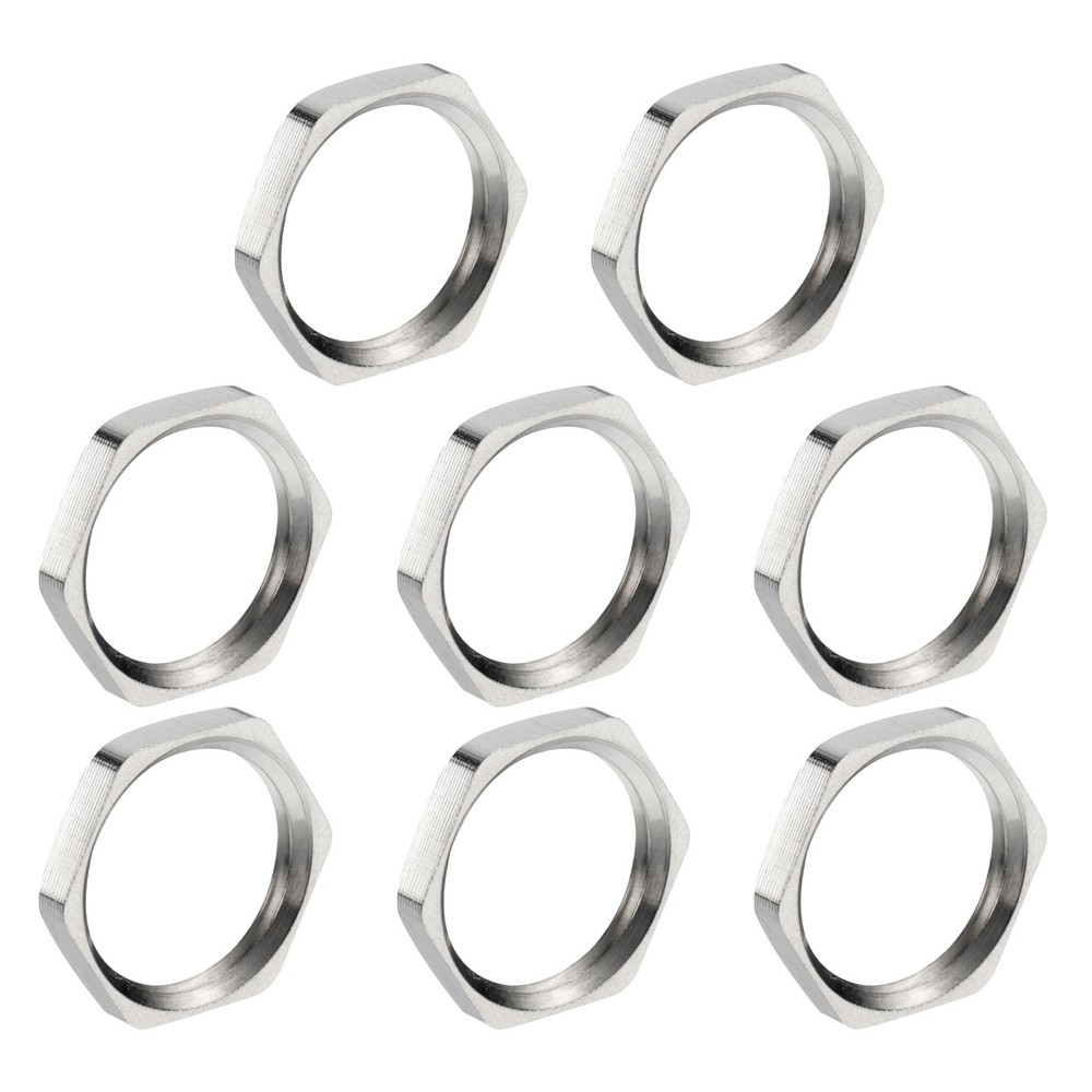 8PCS Cast Pipe Fitting Hex Locknut Nut NPT3/8" Female Thread Silver Tone