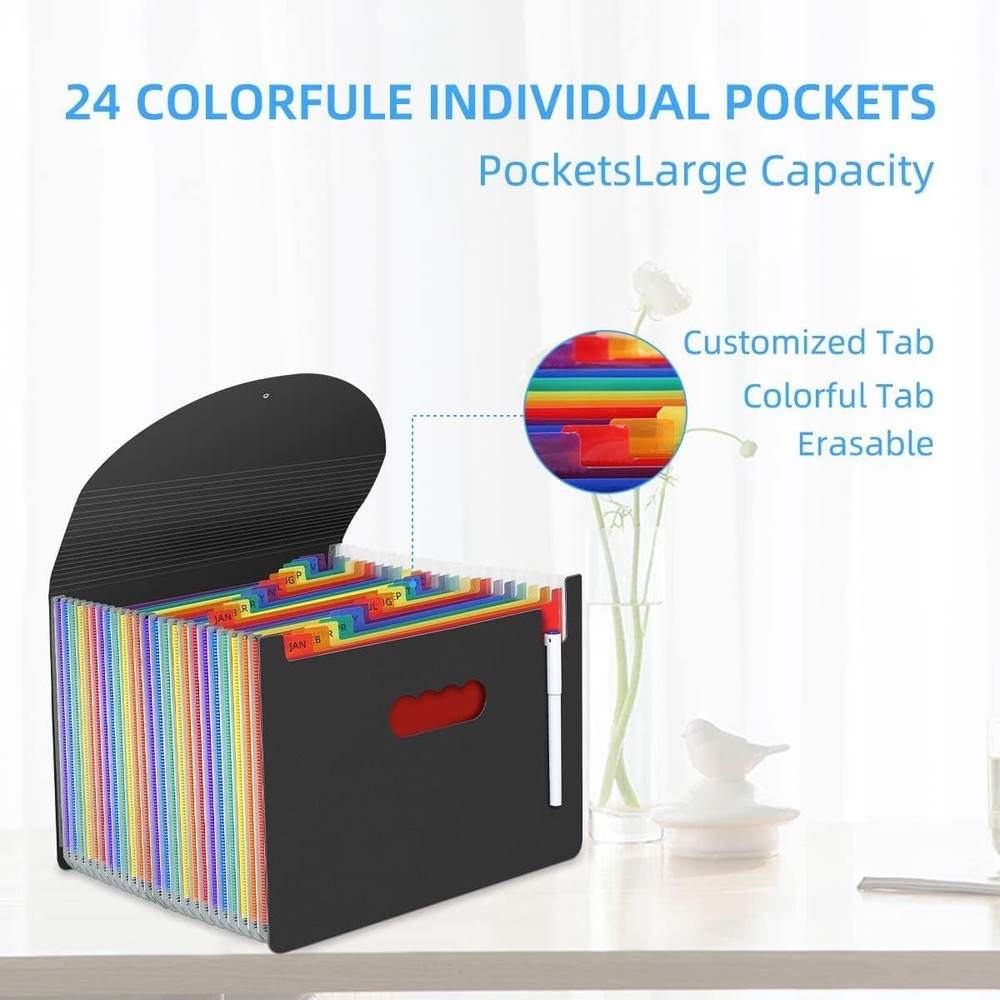 24 Pockets Expanding File Folder,Accordion File Organizer,Document Organizer Let