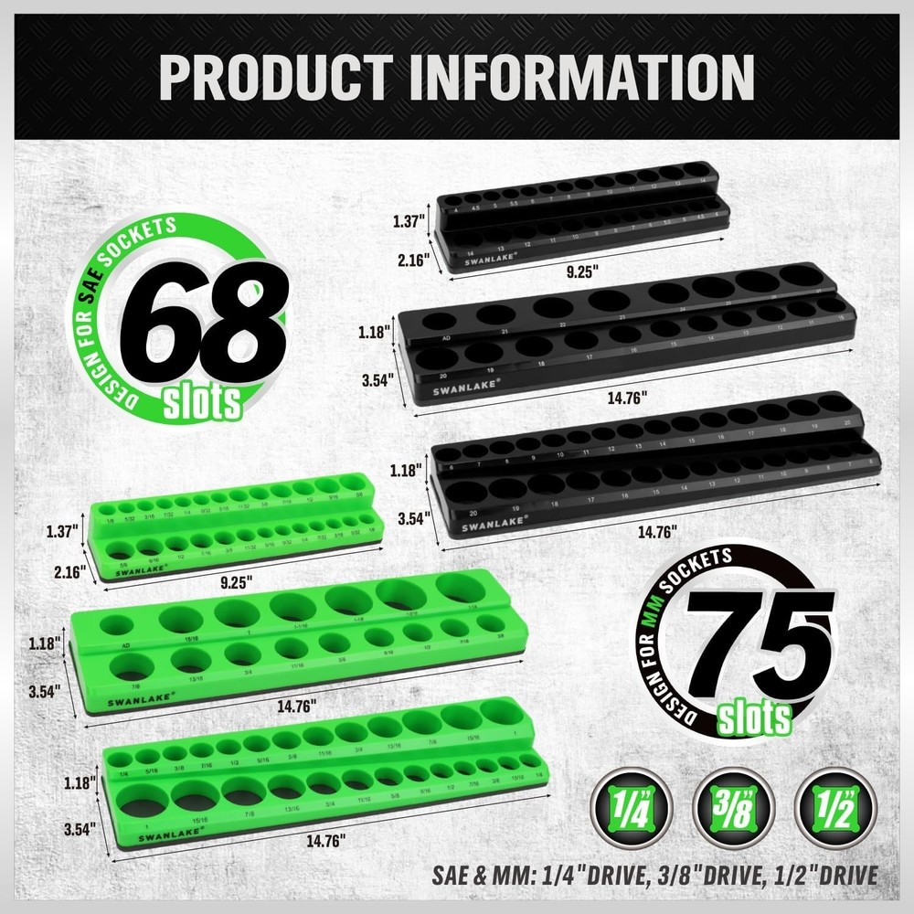 Magnetic Socket Organizer Set - 286 Piece Storage Solution