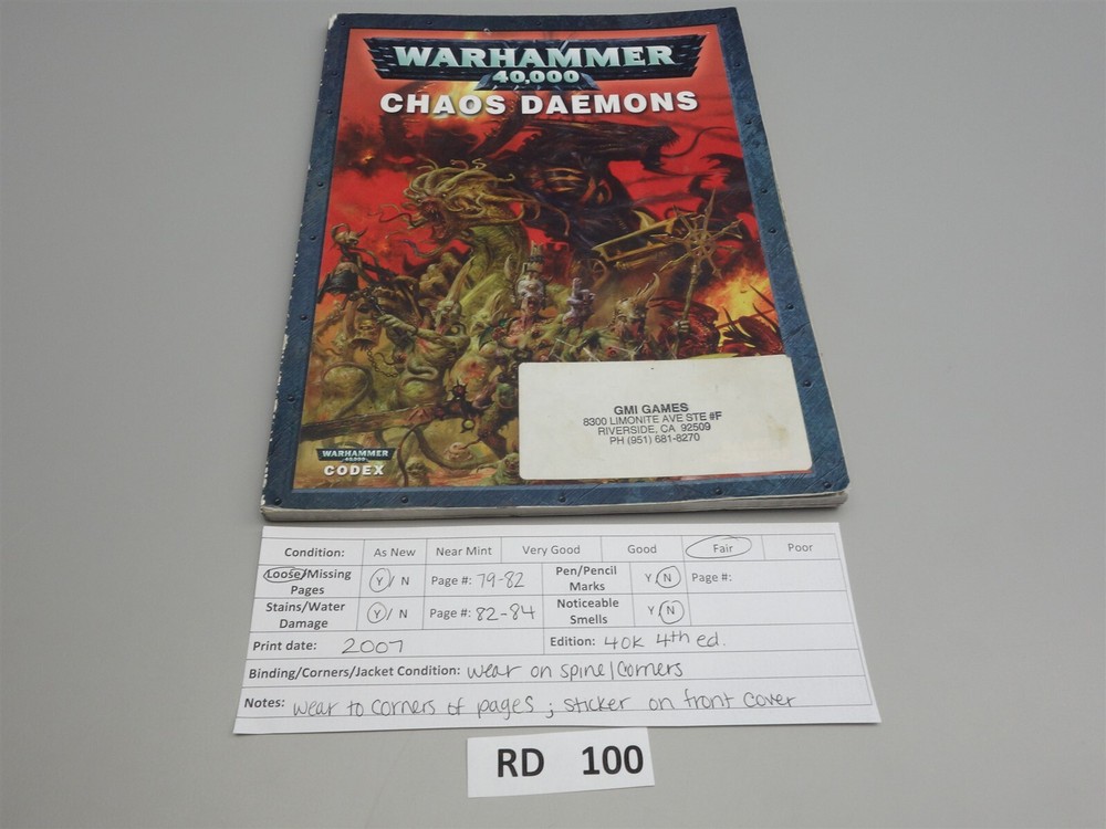 Warhammer Codex Army Book 40k - Chaos Daemons Hardback (current Ed)