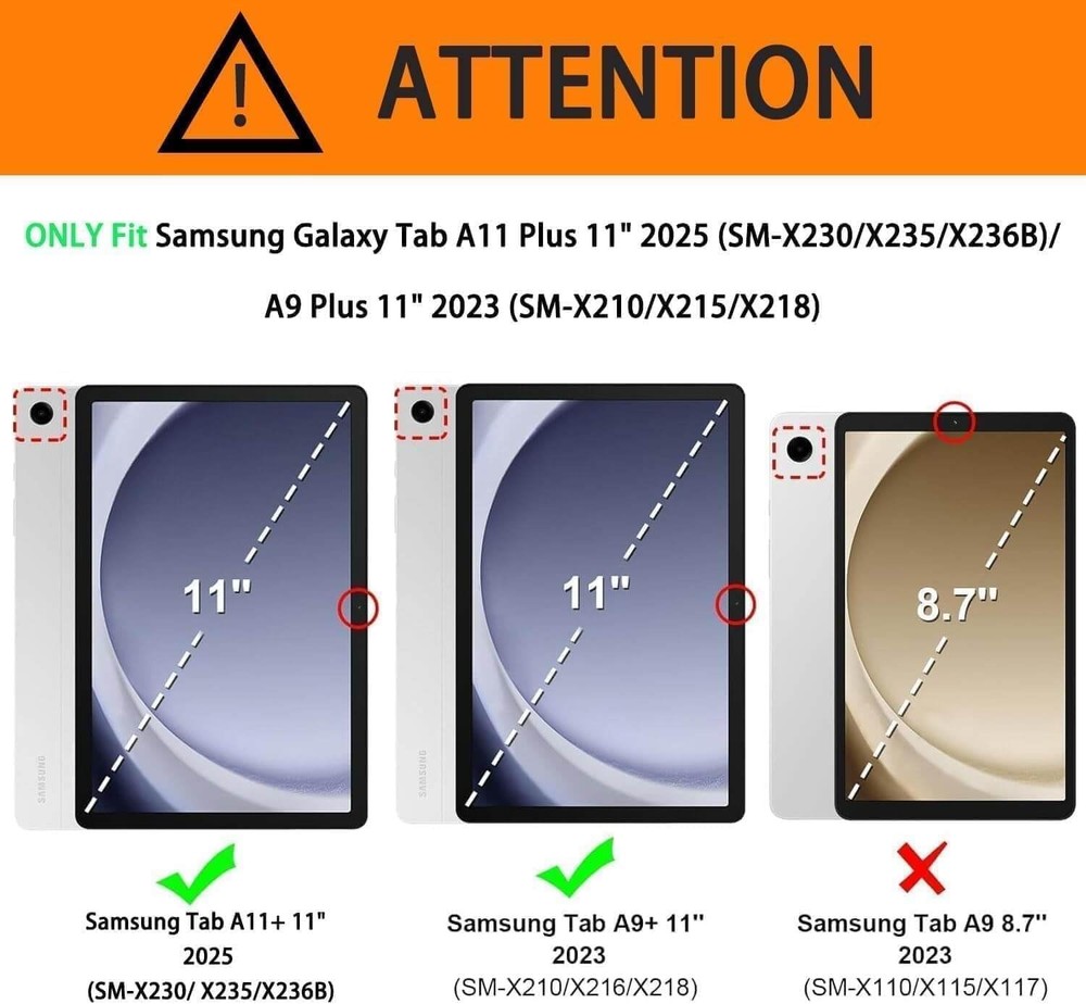 Case for Samsung Galaxy Tab A11 Plus 2025, Built-in Screen Protector, Shockproof