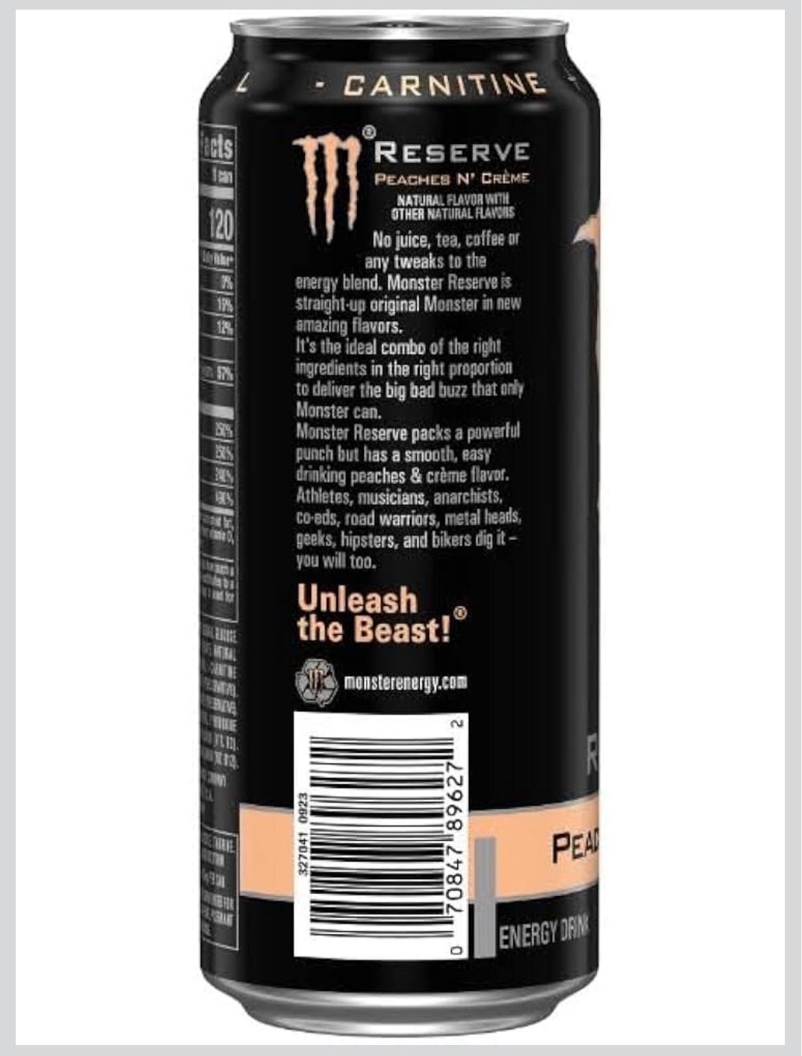 Monster Reserve Peaches N' Crème Energy Drink 16 fl oz Pantry Beverage pack 12