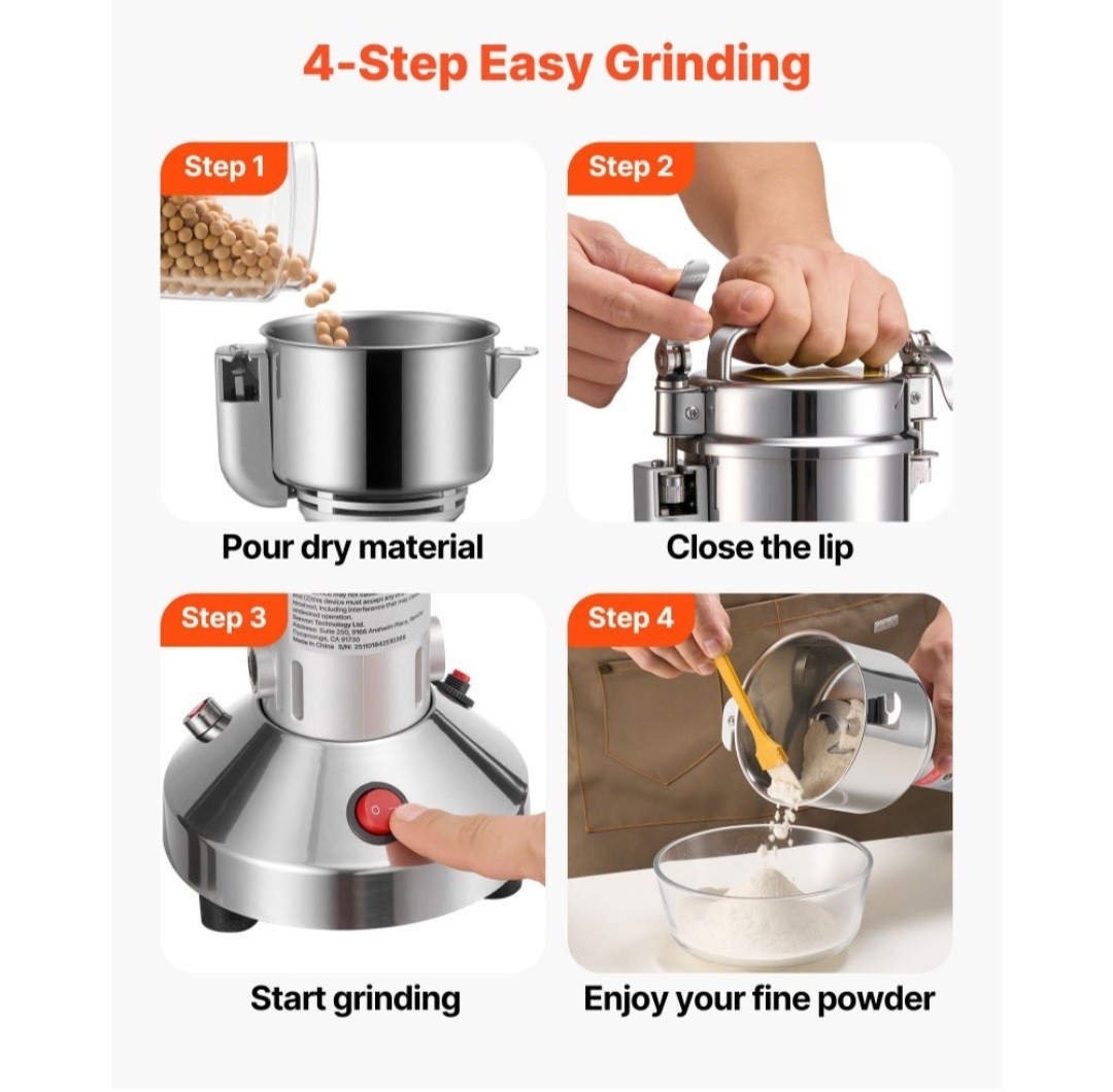 Electric Grain Mill Grinder, 0.3 lbs Commercial Spice Grinders, High Speed 850W