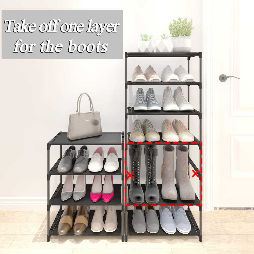 4-Tier Small Shoe Rack .Stackable Shoe Shelf Storage Organizer for Entryway Hall