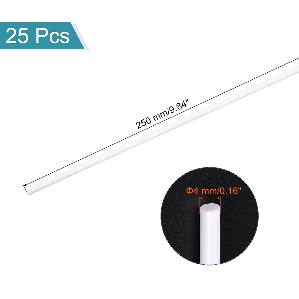 ABS Plastic Rod Round Solid Bar 4mm x 250mm for DIY Model Material Architectu...