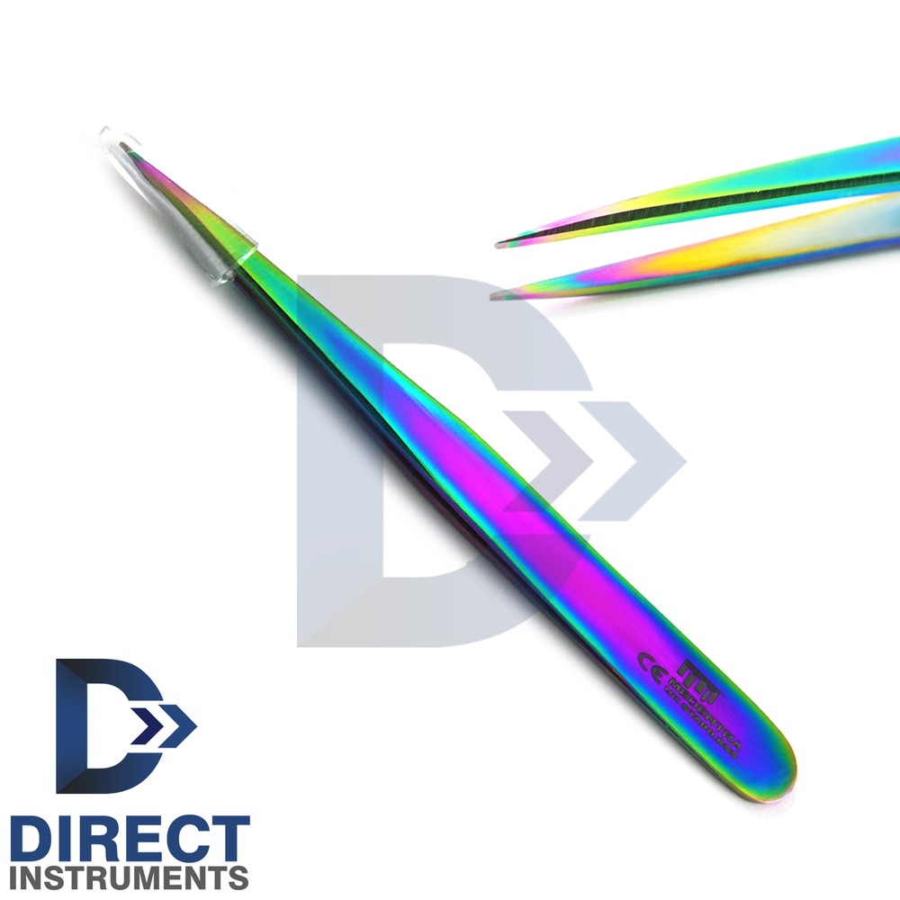 4pcs Slanted Tip Tweezer Multi Coded Best Precision Eyebrow EyeLash Tweezers Kit