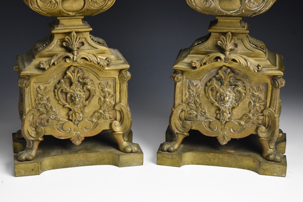 Regence Style Antique Bronze Chenets Firedogs Andirons