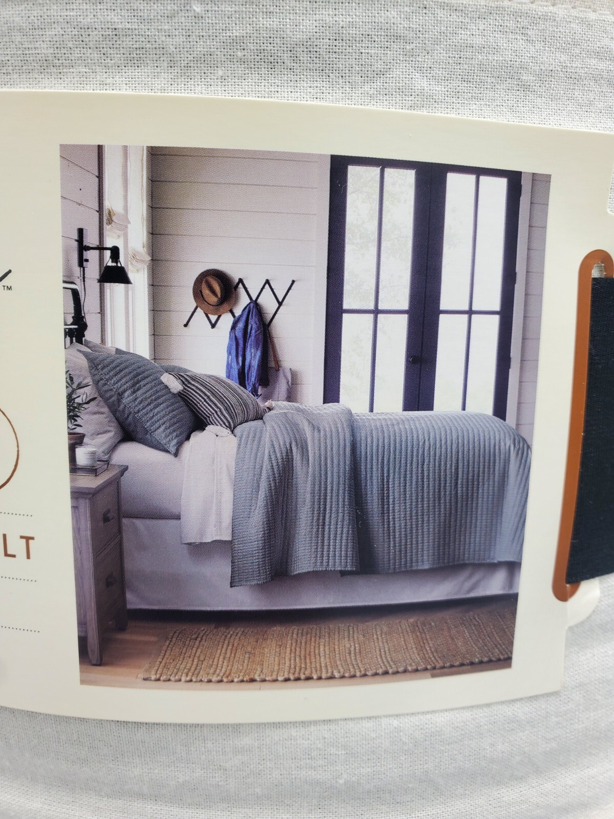 Hearth & Hand Magnolia KING Texture Stripe Quilt Radiant Gray Comforter NEW