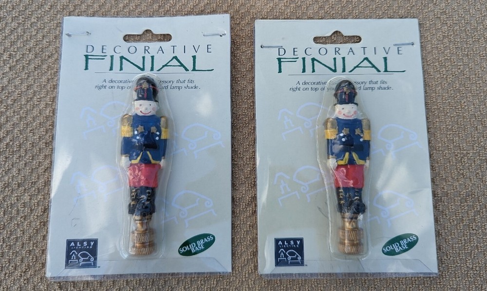 Nutcracker Lamp Finial Decorative SetOf2 Original Package Solid Brass Base aug23