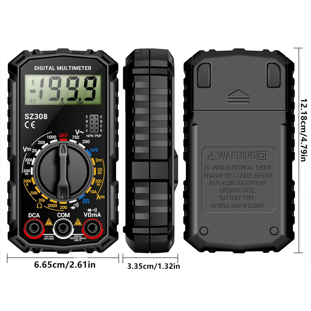 LCD Digital Multimeter with Buzzer for Continuity AC DC Voltage Current Testing