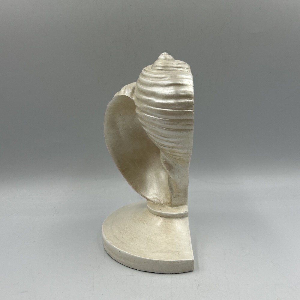 Iridescent White 6.75” Conch Shell Bookend Ceramic Single
