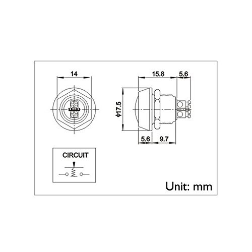 URTONE Momentary Push Button Switch, UR123, 1NO SPST DC/AC 36V 2A Black