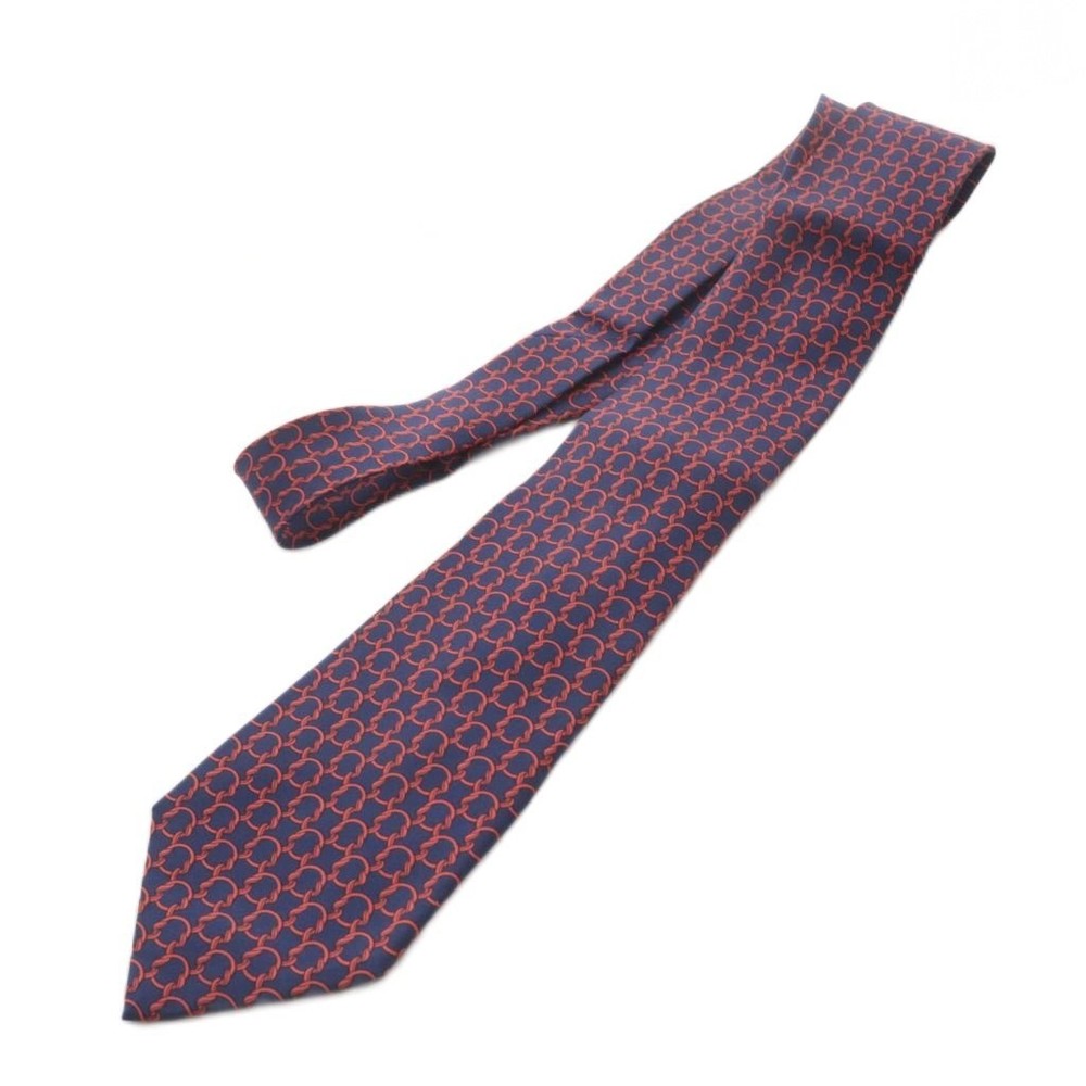 HERMES FA Tie Pattern Navy Red 7788 SR OH Men s