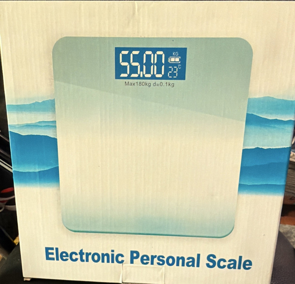 Digital Glass Bathroom Scale Modern Clear Blue