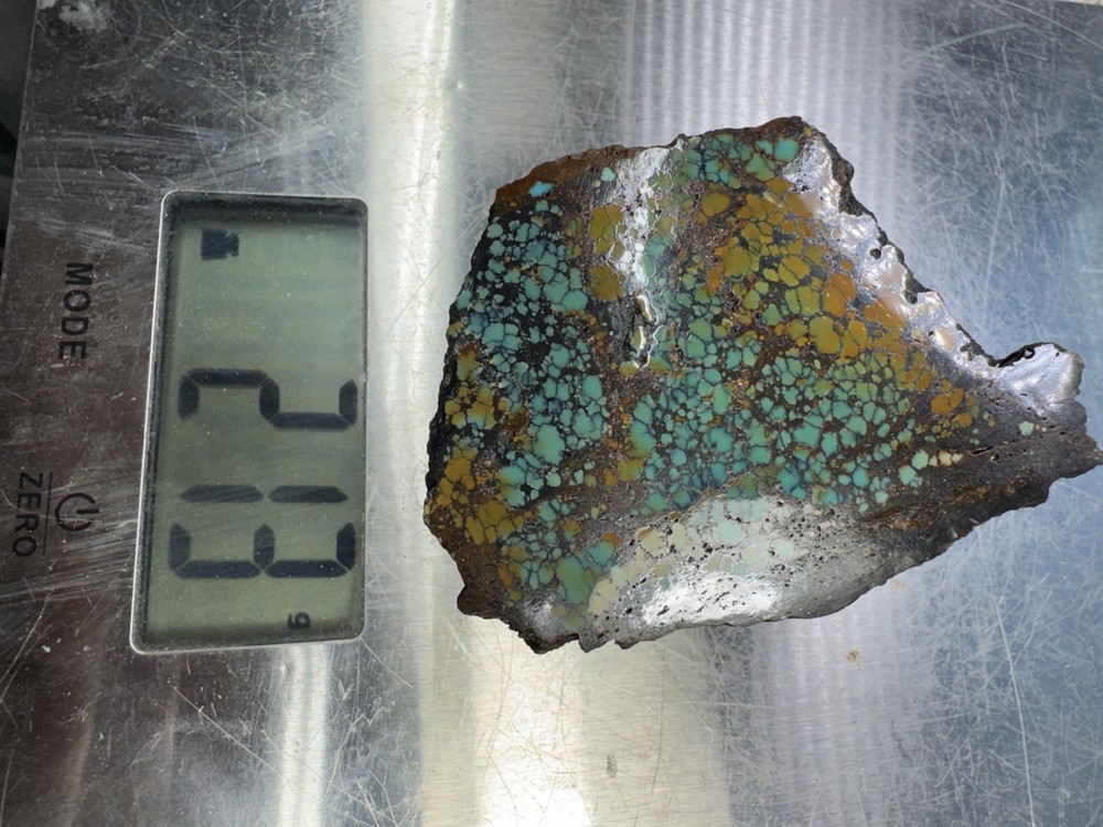 Hubei turquoise stabilized great multi color polychrome solid spiderweb nugget