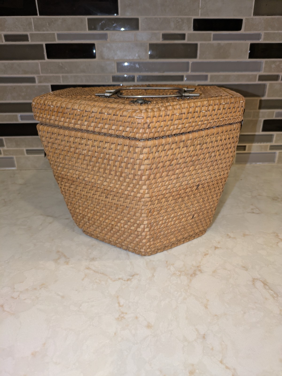 Vintage Chinese Wicker Basket for Tea