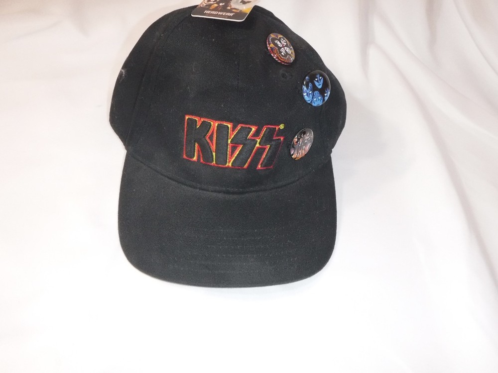 NWT KISS The Band w/ 3 Pins Adj Strapback Baseball HAT CAP 2018 H3 Headgear