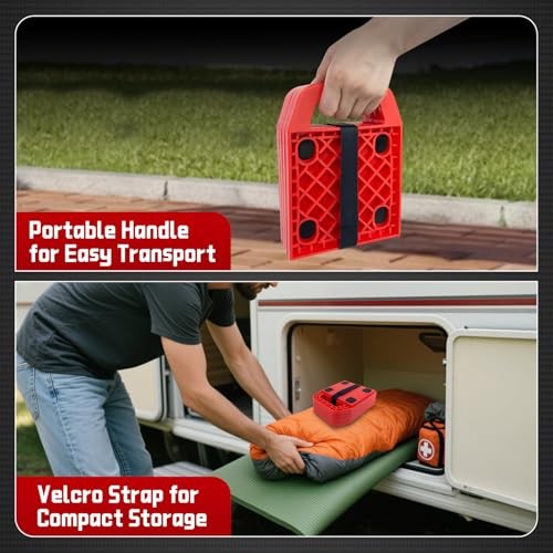 6.5" X 6.5" RV Stabilizer Jack Pads with Anti-Slip Rubber Mats, Stackable
