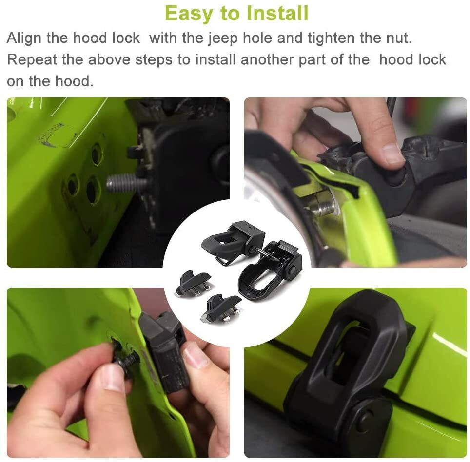 For Jeep Hood Latch For 07-23 Jeep Wrangler Jk JL JT Black Stainless Steel Catch