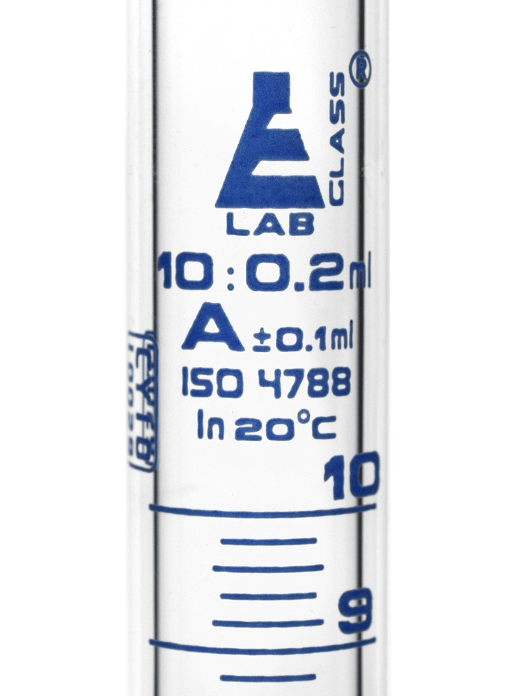 Eisco Labs 10ml Graduated Cylinder, Class A - Blue Graduations, Hexagonal Base