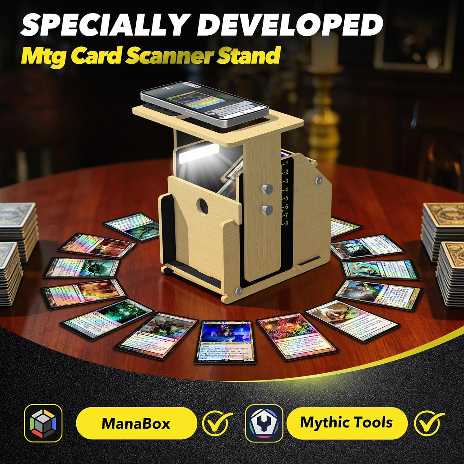 Card Scanner Stand for Trading Cards – MTG & TCG Card Scanner Stand with Light,