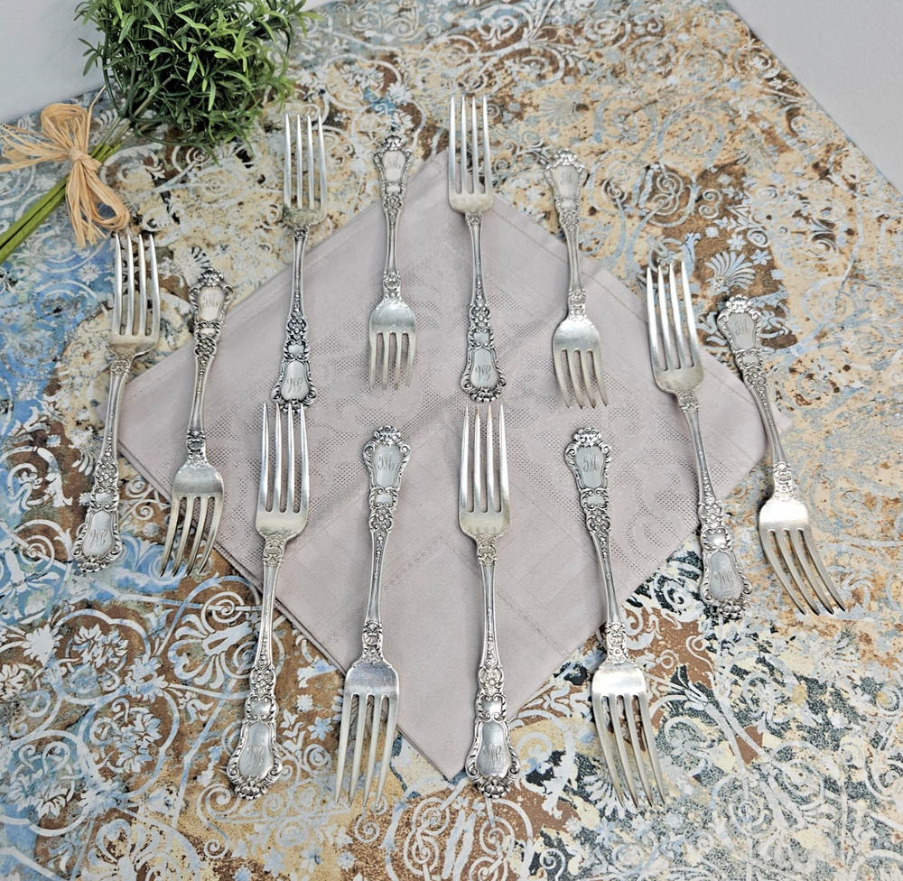 Vintage Gorham Baronial Out Monogram 1898 Fork Sterling Silver 925 Flatware 7"