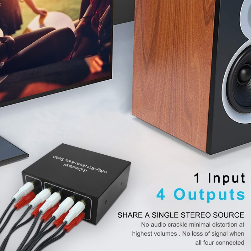 Professional Switch Splitter RCA Stereo Switcher Selector Switch Box