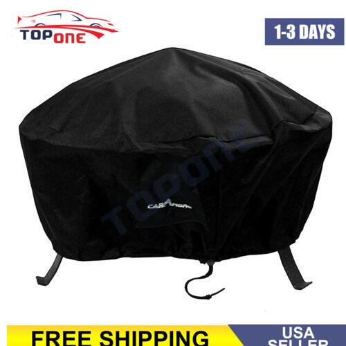 600D Outdoor Round Fire Pit Cover with Drawstring and Toggle Closure 44-Inch