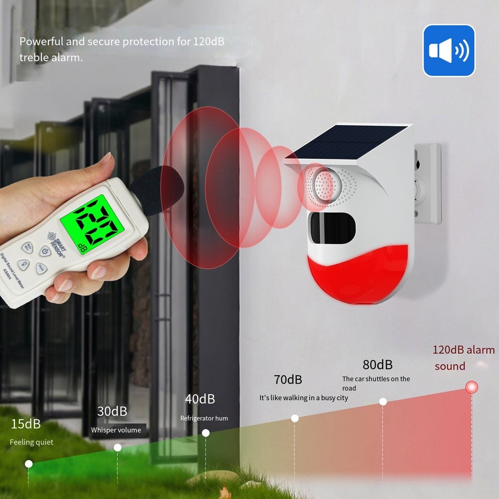 Solar Wireless Driveway Alarm Waterproof PIR Motion Sensor Home Security System