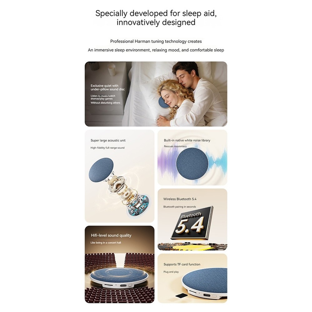Bluetooth Bedroom Pillow Speaker, Under Pillow Sound Machine with White2012