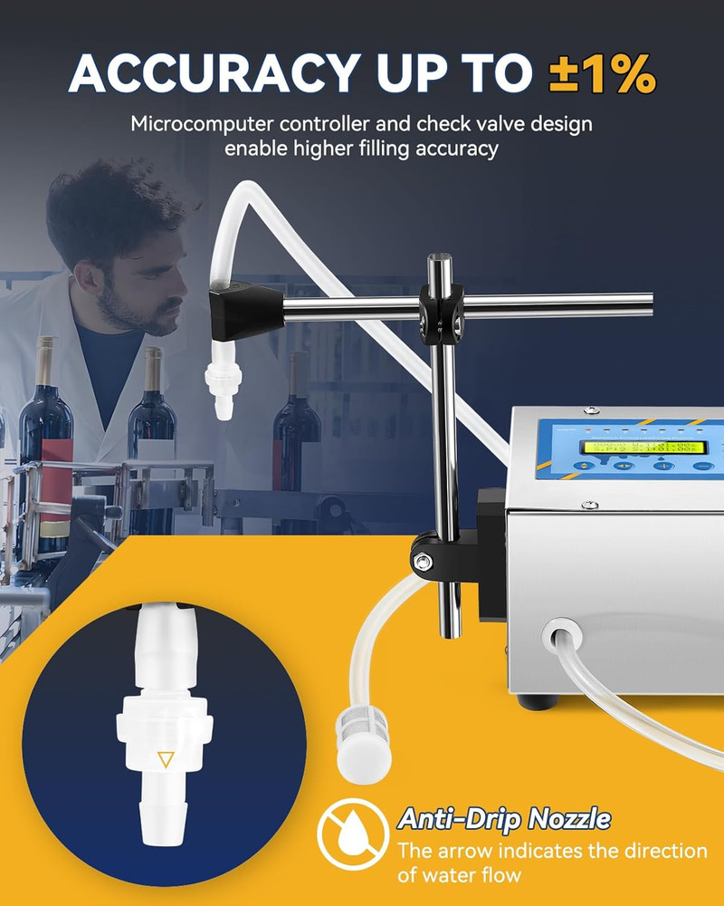 Automatic Liquid Filling Machine for Bottles - 1-118 Oz, Digital Control