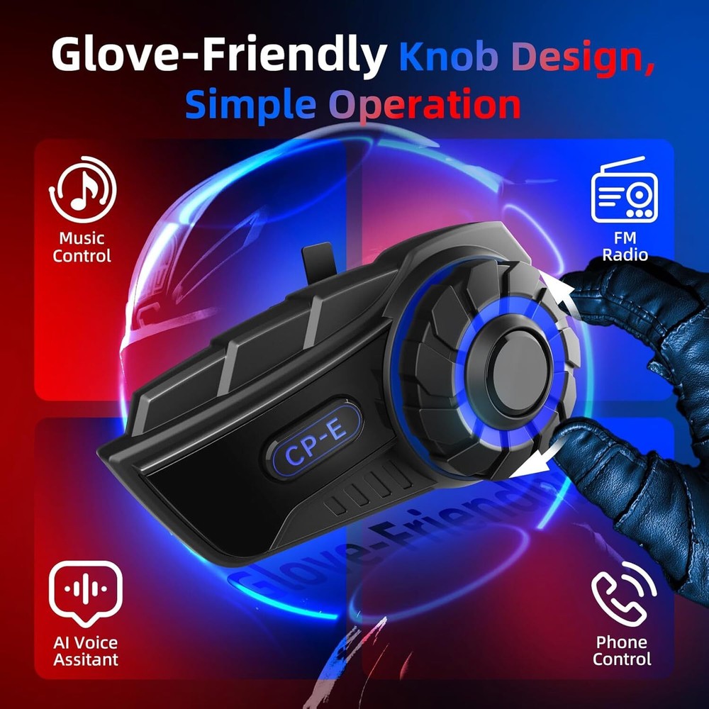 Moman CP-E Intercom Headset 2000M Up to 6 Riders Group Communication 1 Pack