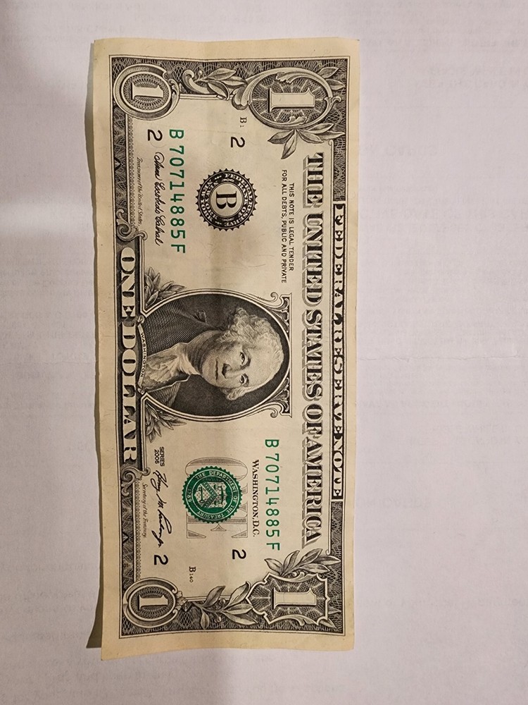 Offset Front To Back 2006 $1 Dollar Bill
