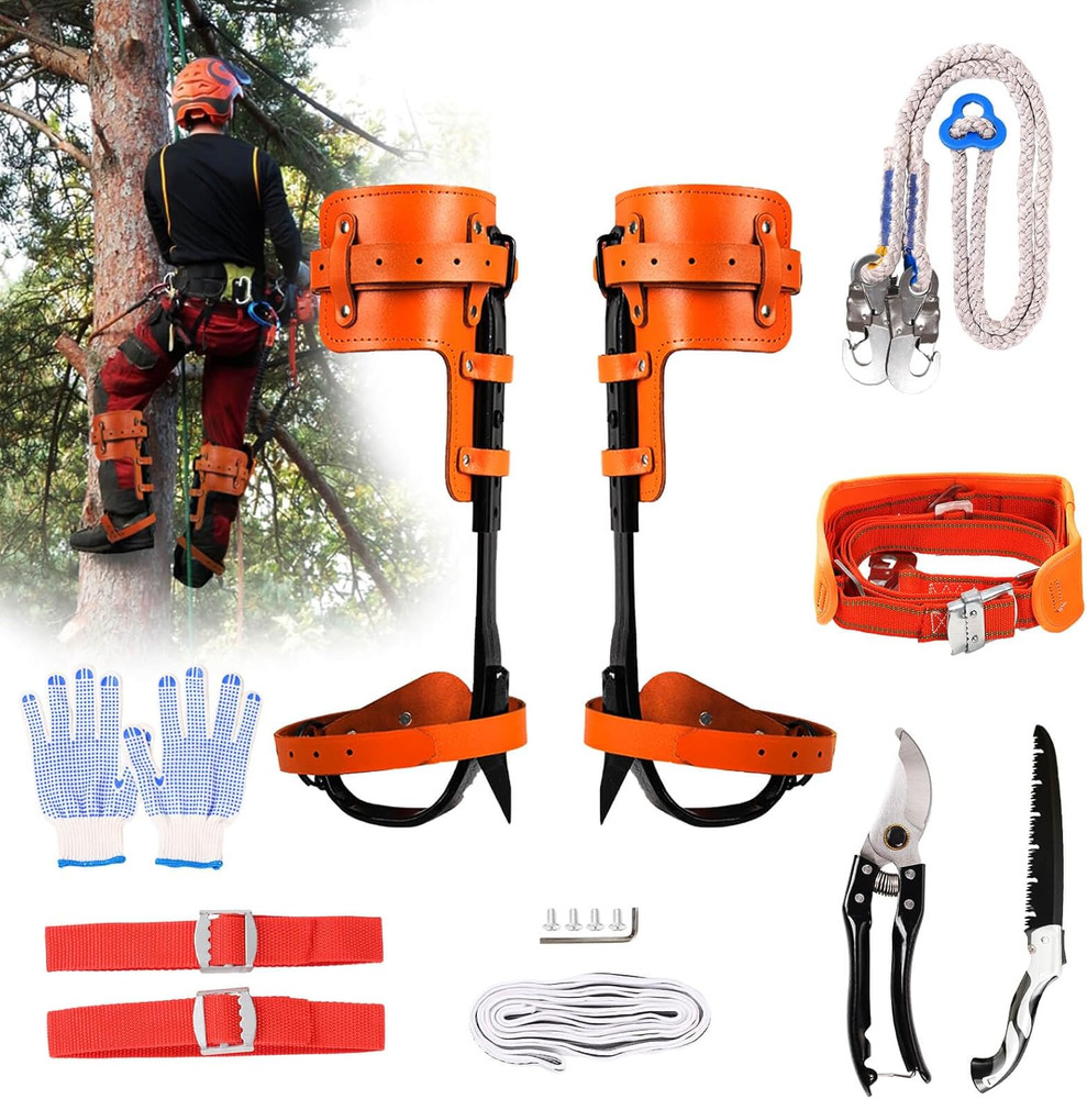 Tree Climbing Spikes, Tree Climbing Gear with Non-Slip Pedal, Adjustable Tree Cl
