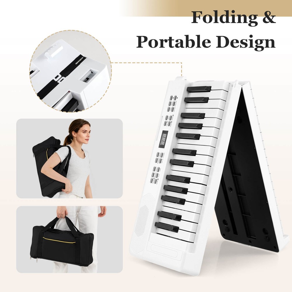 61-Key Foldable Piano Keyboard w/MIDI Split Function Headphone Sustain Pedal