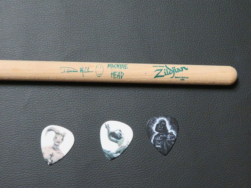 Machine Head Dave McClain Custom Drumstick & Darth Vader Guitar Picks Lot