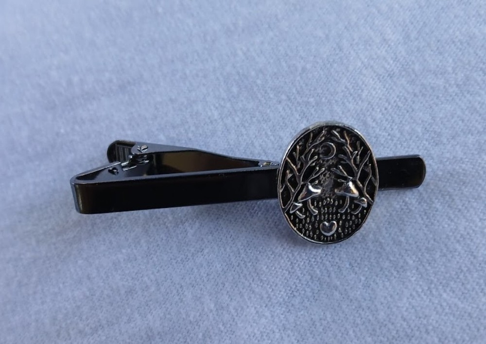 Mushroom in a moonlight forest tie clip