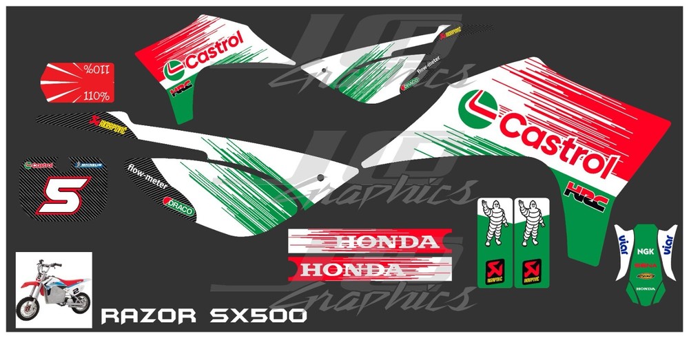 Razor SX500 graphics kit decals THICK AND HIGH GLOSS