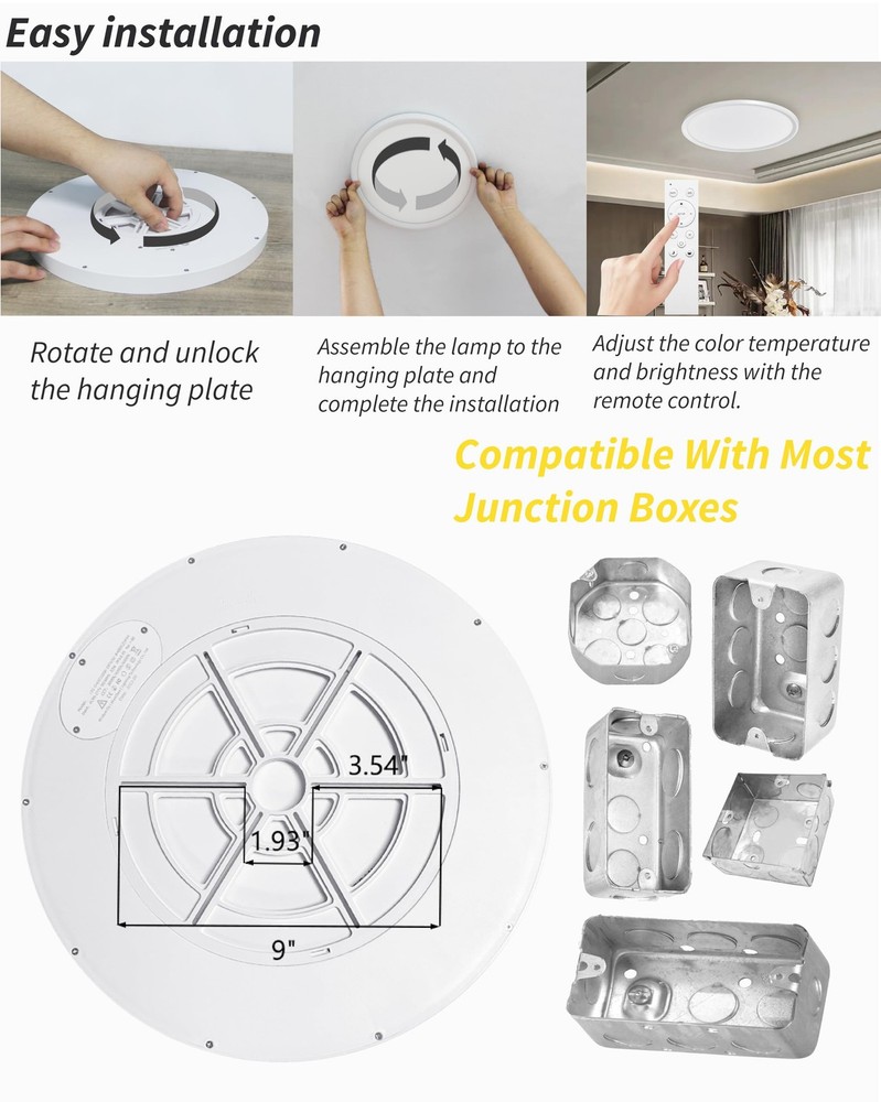 1Pack 16 Inch Remote Control Dimmable Flush Mount Ceiling Light Panel,32W 384...