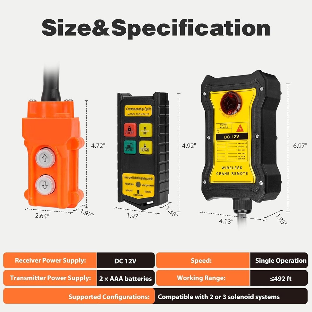2-in-1 Wireless Crane Remote Control 12V Dump Trailer Controller Up Down Switch