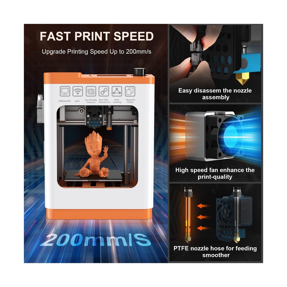Newest Tina2S 3D Printer, HEPHI3D 3D Printers WiFi Cloud Printing Auto Bed Le...