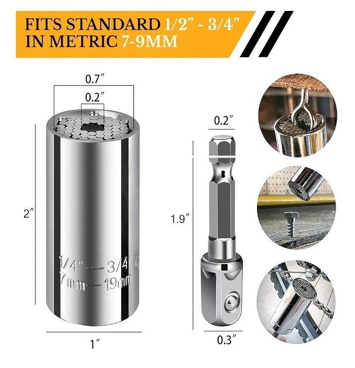 Universal Socket Tool with Power Drill Adapter Gift for Men Dad Husband. B8